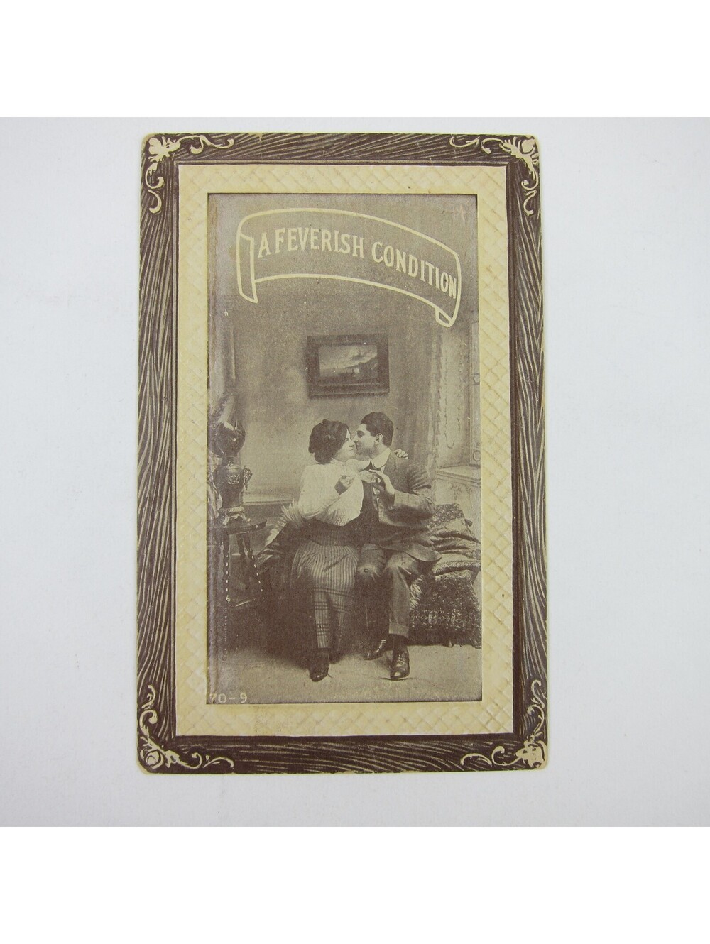 Postcard Risque Man & Woman Couple Romantic Lovers Feverish Condition Antique